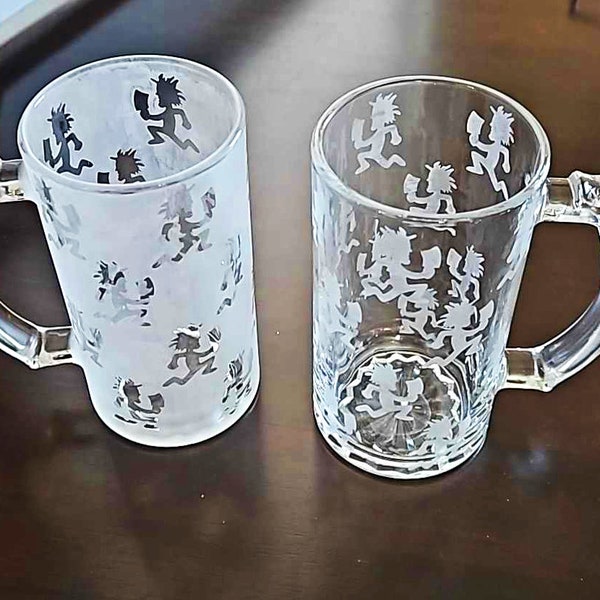 Hatchetman Juggalo Etched Glass Beer Stein 16oz 2 styles or set