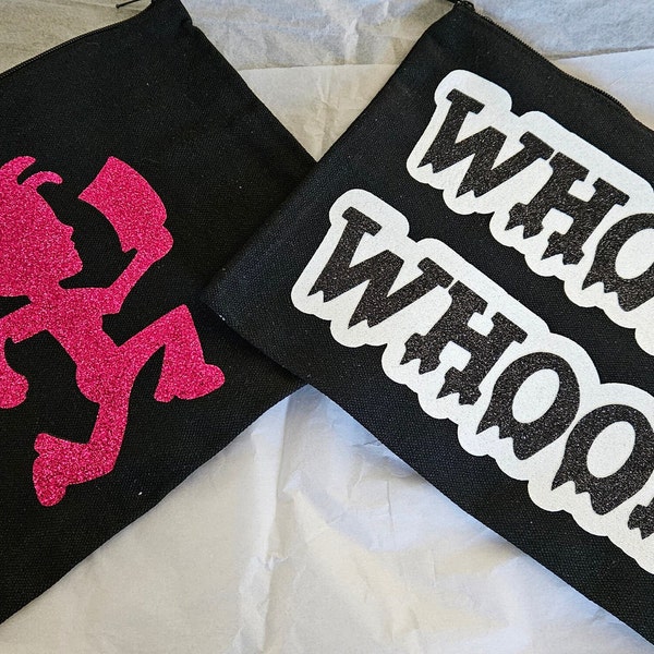 Customizable Juggalette Juggalo Whoop! Whoop! HTV on Black Canvas Pouches Bags