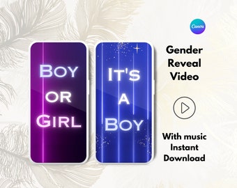 It's A Boy, Gender Reveal Video, Gender Announcement, Gender reveal digital, He Or She, Digital Pregnancy Announcement, Neon Lights