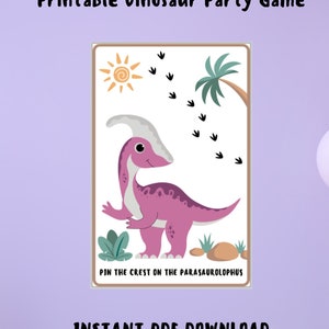 Dinosaur Party Game, Pin the Crest on the Parasaurolophus, &quot;Pin the Tail on the Donkey&quot; Style Birthday Party Game