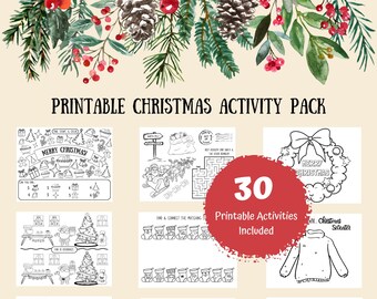Christmas Activity Pack, Printable Christmas Activities and Coloring Pages, Digital File, Instant Download