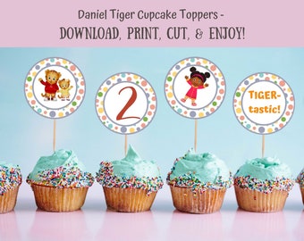 Daniel Tiger Cupcake Toppers, Digital File, Instant Download, Printable PDF