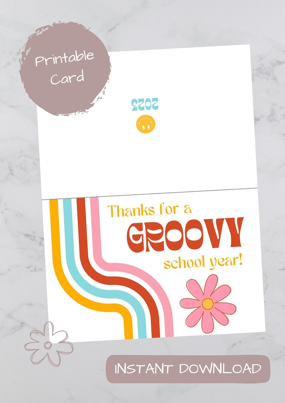 Printable Teacher Card, Thank You Card, End of Year Teacher Card, Digital Download, Printable ...