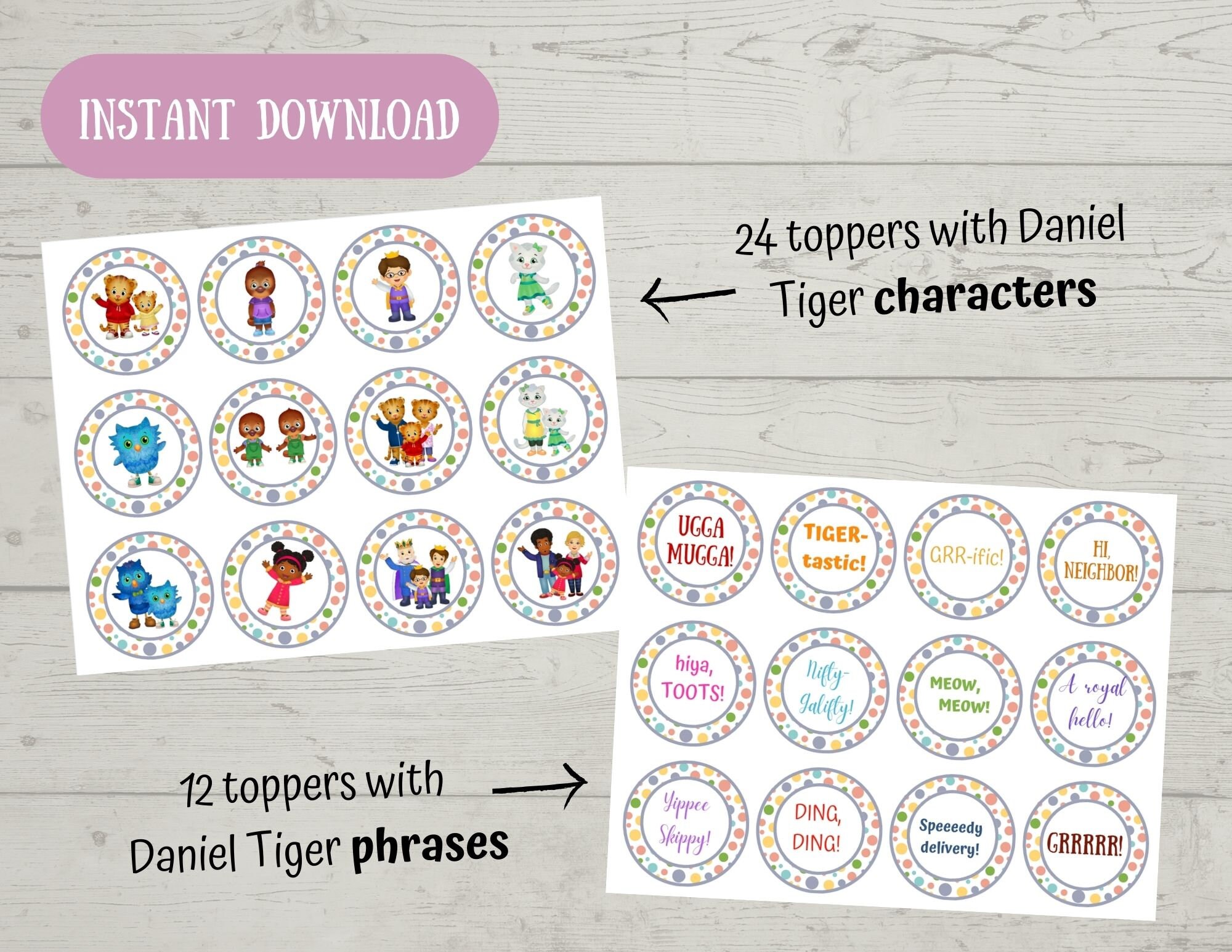 Daniel Tiger Cupcake Toppers, Digital File, Instant Download, Printable ...
