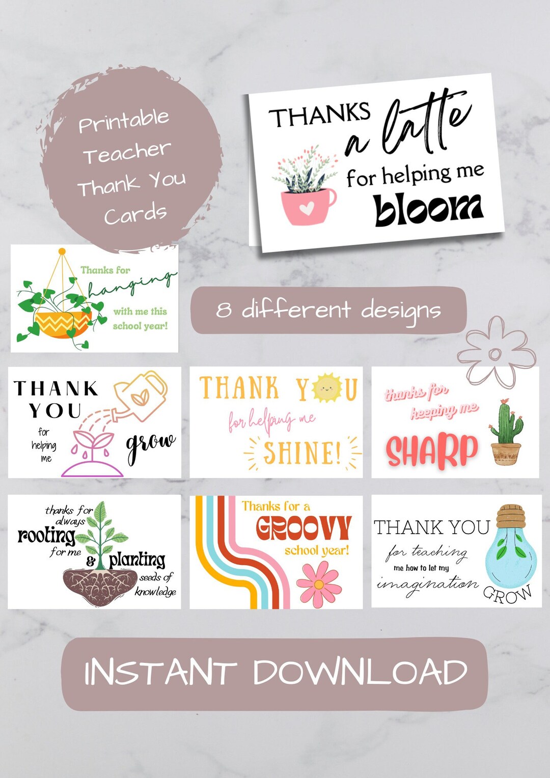 印刷可能な先生への感謝状、学年末の先生へのカード、即時ダウンロード、デジタルファイル、先生への感謝の気持ちを伝える印刷可能なカード - Etsy 日本, image size:1080x1528