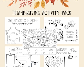 Thanksgiving Activity Printable, Thanksgiving Coloring, I am thankful for, Thanksgiving Pages, Thanksgiving Placemat, Thanksgiving Games