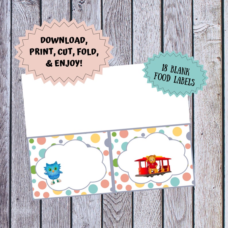 Daniel Tiger Party Food Labels, Digital File, Instant Download, Food ...
