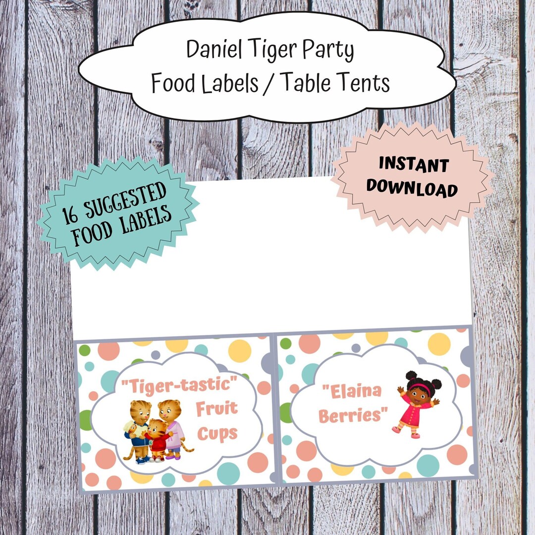 Daniel Tiger Party Food Labels, Digital File, Instant Download, Food ...