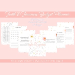 Faith & Finances Printable Planner | Christian Budget Planner | Monthly Budget, Income Expense Tracker | Faith-Based Financial Organizer