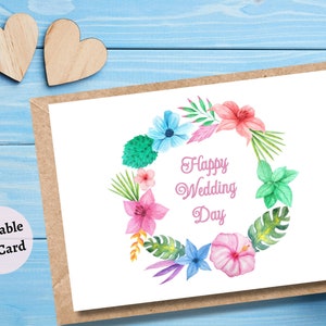 Alles Gute zum Hochzeitstag Blumenkarte, digitaler Download, druckbare 5 x 7 Karte