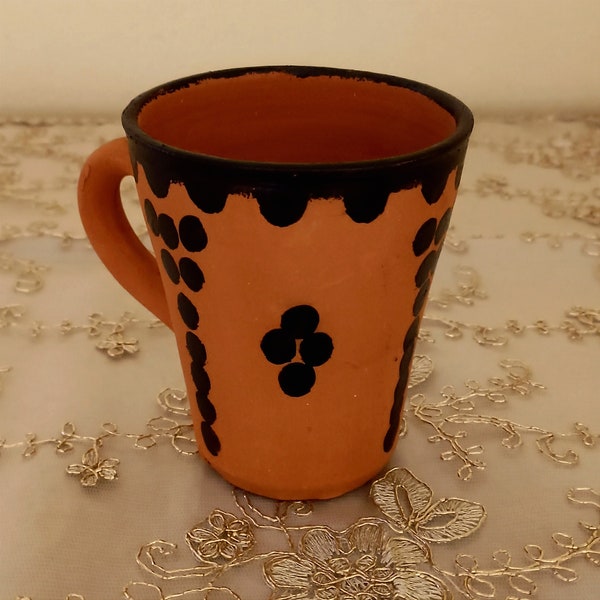 Large Amazigh Mug in Red Clay from Artisanal Moroccan Pottery - Traditional Motifs - Height 12 cm"