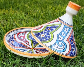 Handmade Moroccan Tajine with Authentic Designs - High-Quality Ceramic - 20x20 cm