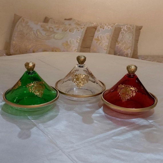 Tajine artisanal Marocain fait main en Verre Coloré : Meilleure idée de cadeau unique !.