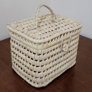 Moroccan handmade craft box made of natural palm leaves for different uses
