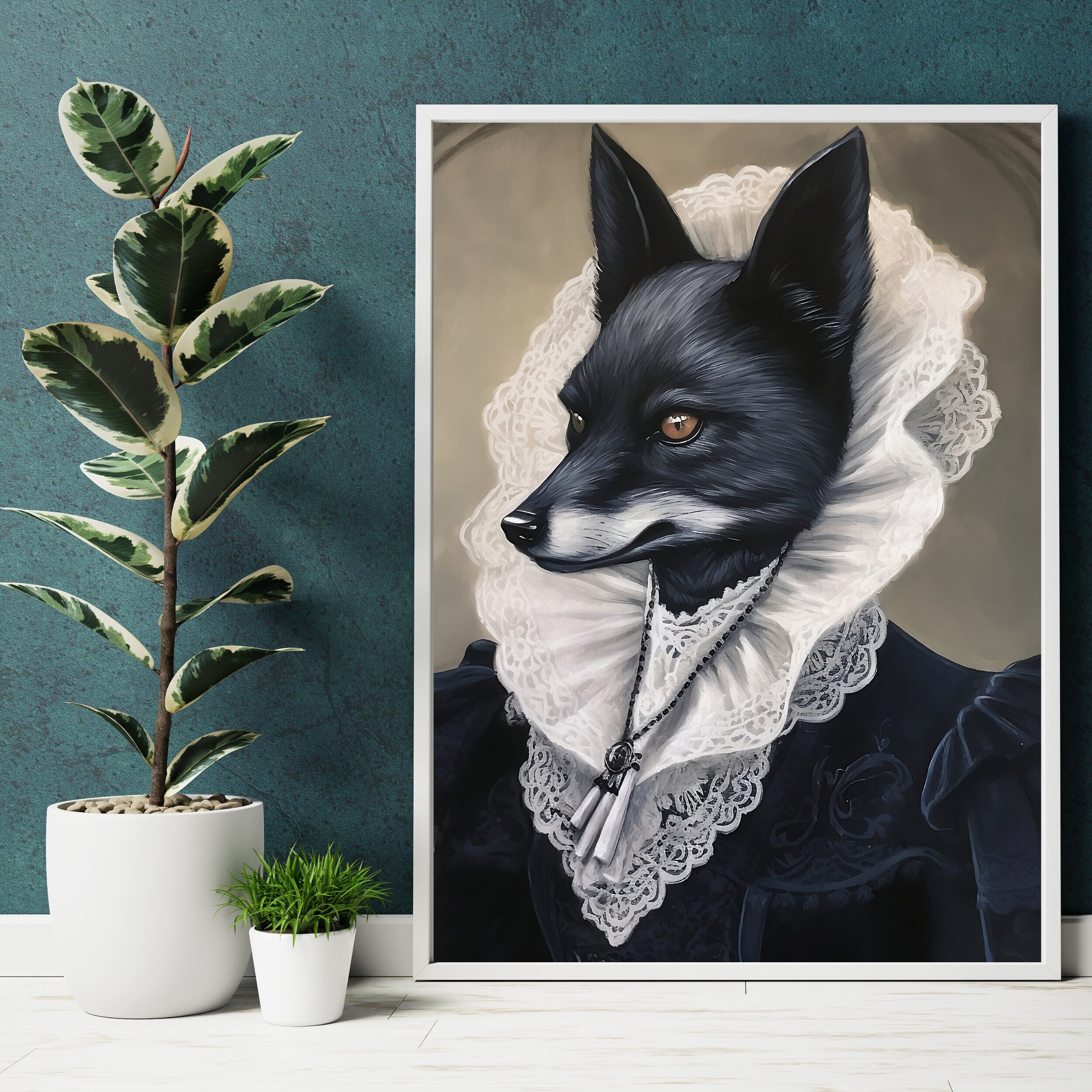 Gothic Fox in Dress, Art Print, Vintage Poster, Art Poster Print, Home ...