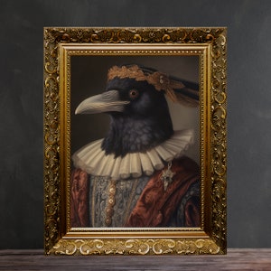 Gothic Renaissance Raven, Art Print, Vintage Poster, Art Poster Print, Home Decor, Goth Wall Decor, Dark Academia, Witchy Decor, Spooky Art