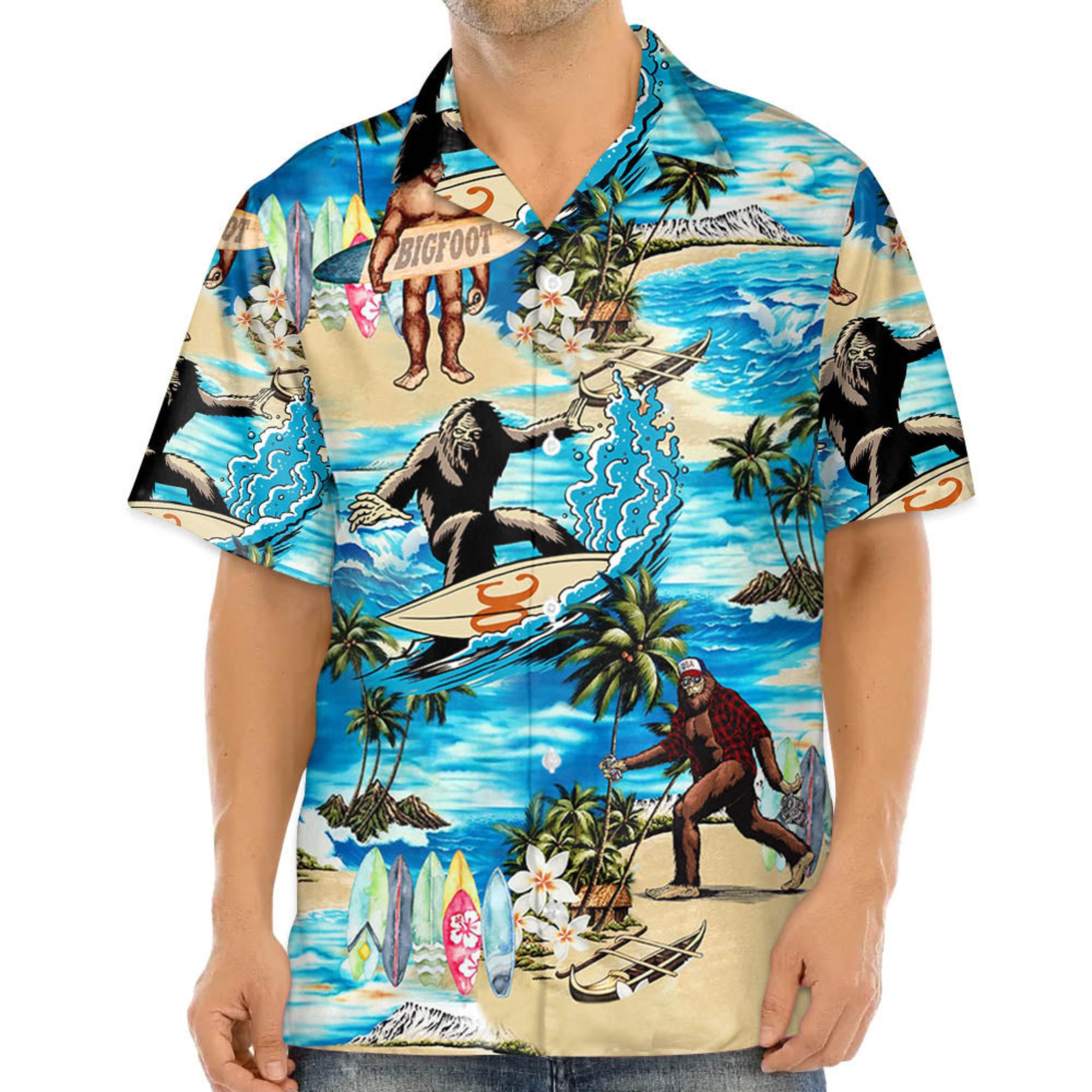Bigfoot Hawaiian Shirts, Sasquatch Hawaiian Shirt Aloha Hawaiian Shirt