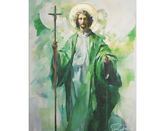 Saint Patrick Impressionistic Portrait Canvas - Celtic Decor (8x10)