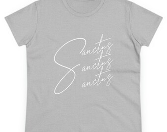 Camiseta de algodón para mujer con estampado Sanctus, camiseta de fe católica