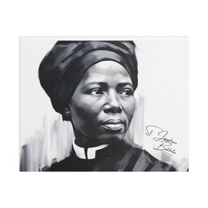 St. Josephine Bakhita Canvas, Catholic Home Decor, African Saints
