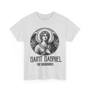 Gabriel the Archangel Men&#39;s Heavy Cotton Tee, Catholic Men Shirt, Catholic Gifts