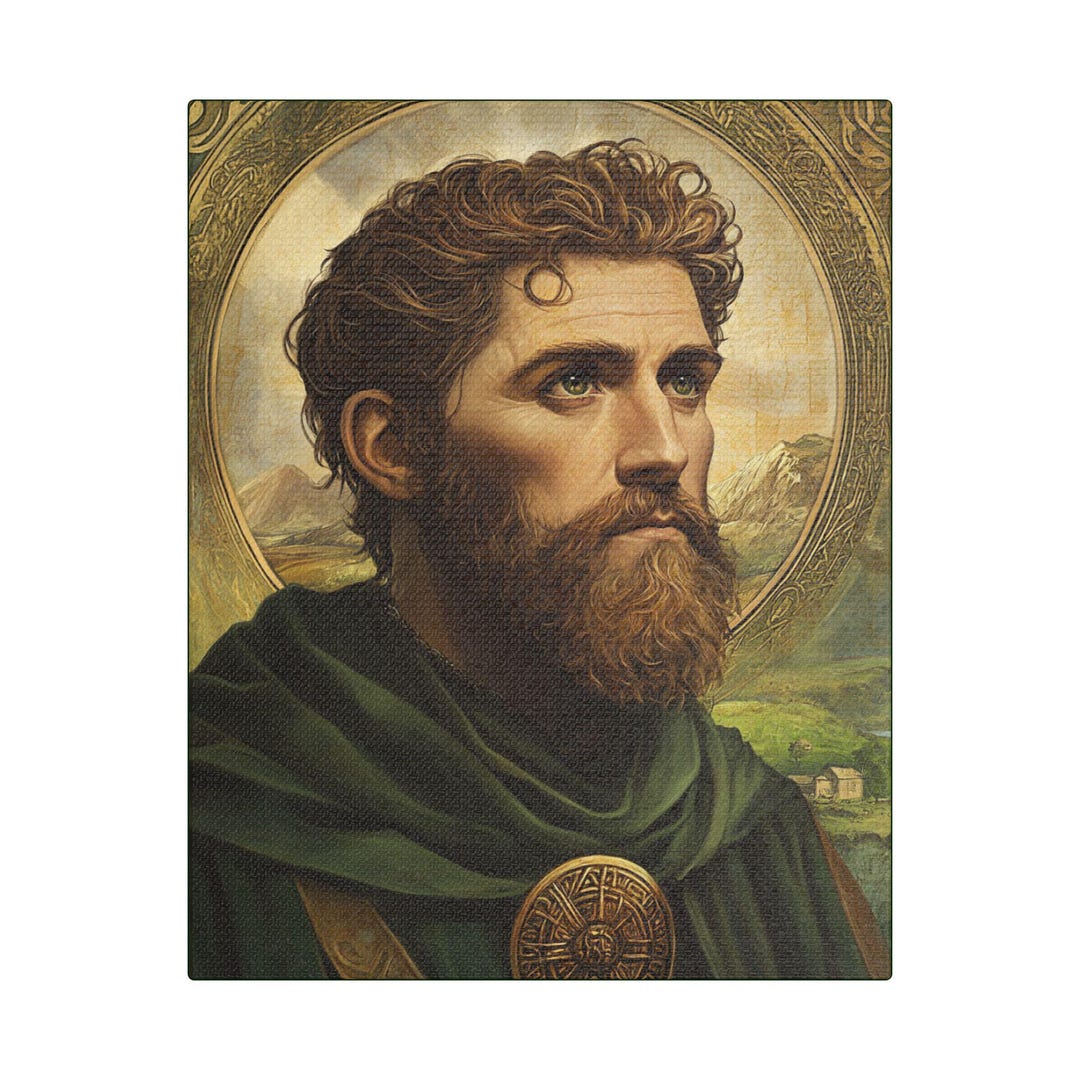 Saint Patrick Celtic Portrait Canvas: Irish Catholic Home Decor - Etsy