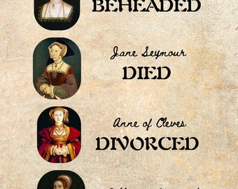 The Wives of Henry VIII - Digital Tudor History Art Print for Download