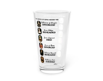 The Six Wives of Henry VIII - Tudor History -Pint Glass, 16oz