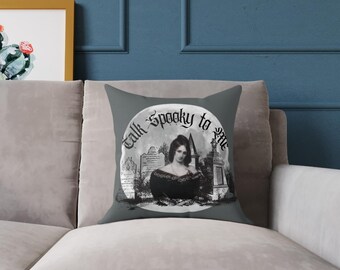 Mary Shelley - Talk Spooky to Me, Halloween Women's History, Feminist Square Poly Canvas Pillow