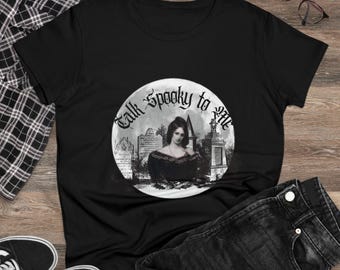 Mary Shelley - Talk Spooky to Me, Halloween Women's History, Slim-Fit Cotton Tee