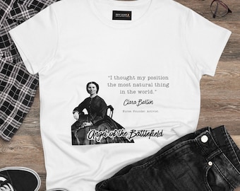 Clara Barton, Women's History,  Midweight Cotton Tee - Semi-Fitted