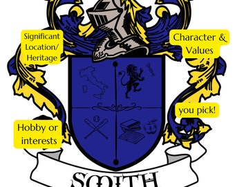 Custom Coat of Arms, Unique Family Crest, Personalized for You, Wedding and Anniversary Gift- Digital Download