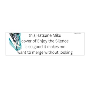 Hatsune Miku Merge Without Looking | Anime Gift, Unique Car Accessories, Music Enthusiast Sticker, Hatsune Miku Bumper Sticker