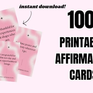 100 carte di affermazione giornaliere stampabili / Gratitudine, resilienza e motivazione
