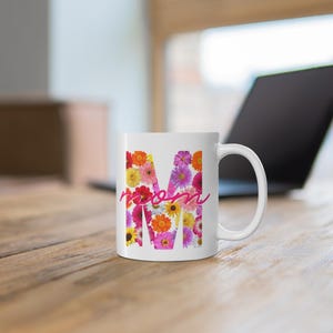 Mother's Day Mom Initial Coffee Cup Floral 'M' Monogram