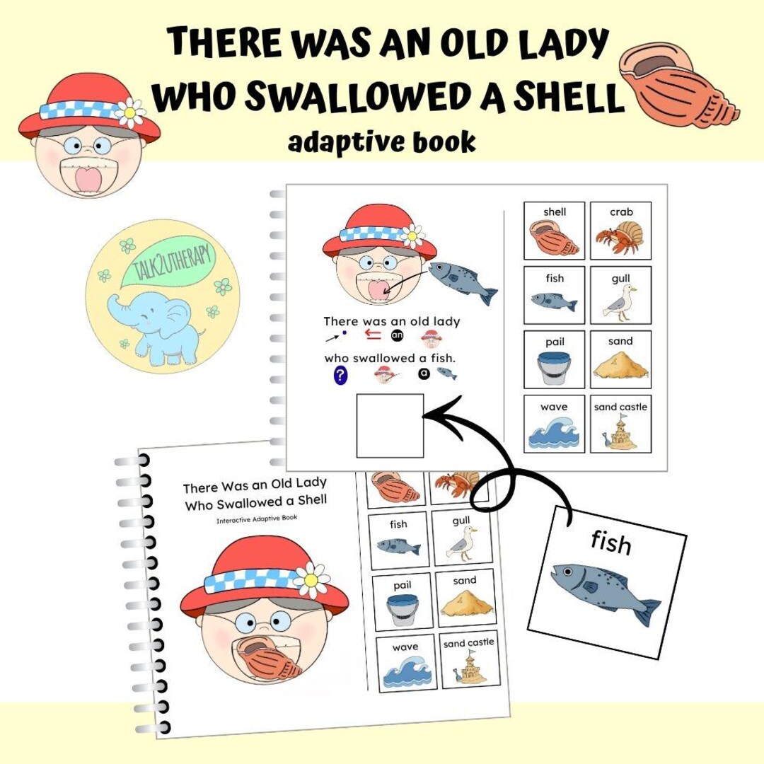 There Was an Old Lady Who Swallowed A Shell- Adaptive Book - Etsy