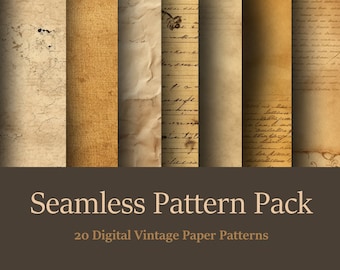 20 Seamless Digital Vintage Paper Patterns