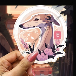 Greyhound lotusbloesem vinyl sticker