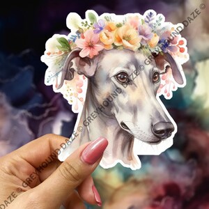 Greyhound Floral Crown Vinyl Decal