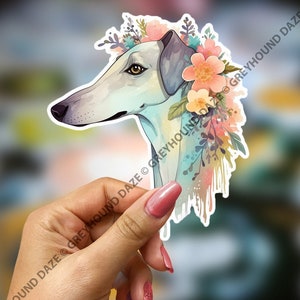 Windhond bloemen vinyl sticker