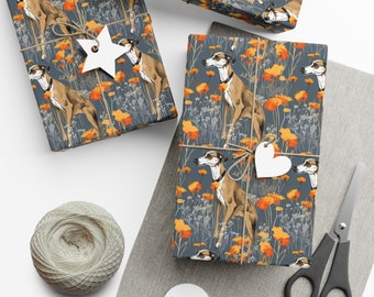 Greyhound oranje wilde bloem cadeaupapier