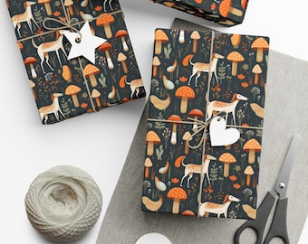 Greyhound Mushroom Cartoon Gift Wrap Paper