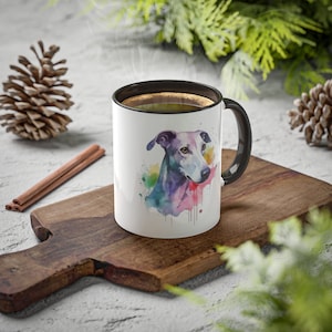 Greyhound Water Color Paint Splatter Colorful Ceramic Mugs, 11oz (dishwasher and microwave safe)