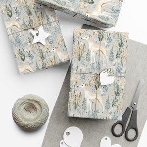 Greyhound Wild Flower Floral Cottagecore Gift Wrap Papers