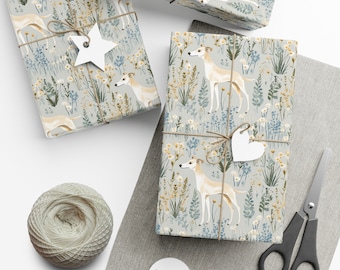 Greyhound Wild Flower Floral Cottagecore Gift Wrap Papers