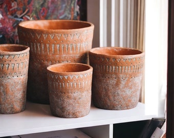 African Terracotta Plant Pots - Terracotta Plant Pots / African Plant Pot / Stone Plant Pots / Medium Plant Pots