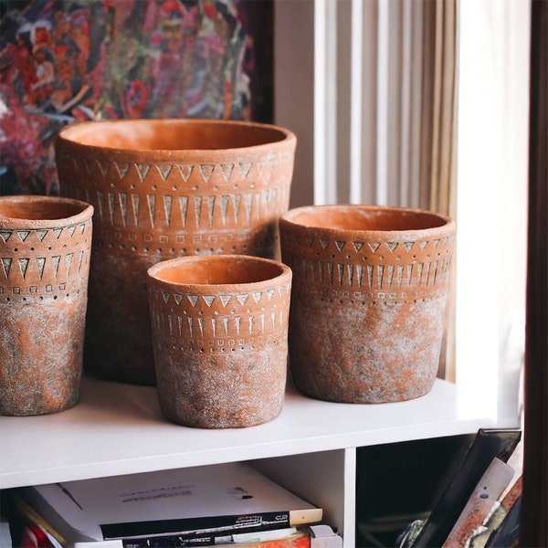 African Terracotta Plant Pots - Terracotta Plant Pots / African Plant Pot / Stone Plant Pots / Medium Plant Pots