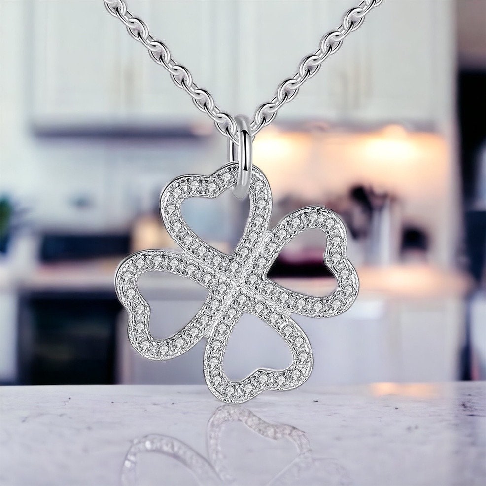 Large Diamond Clover Necklace - Zoe Lev Jewelry