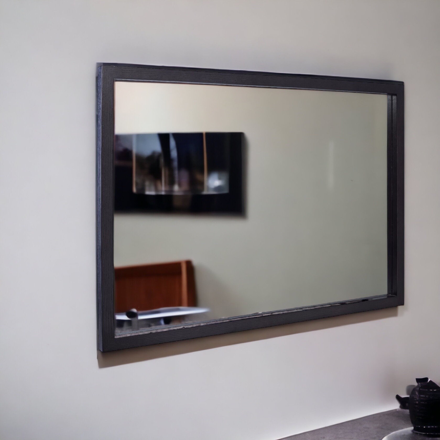 Oak Bathroom Wallhanging Mirror / Black Oak Bathroom Mirror / Etsy