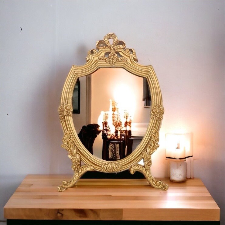 Small vanity on sale mirror desk